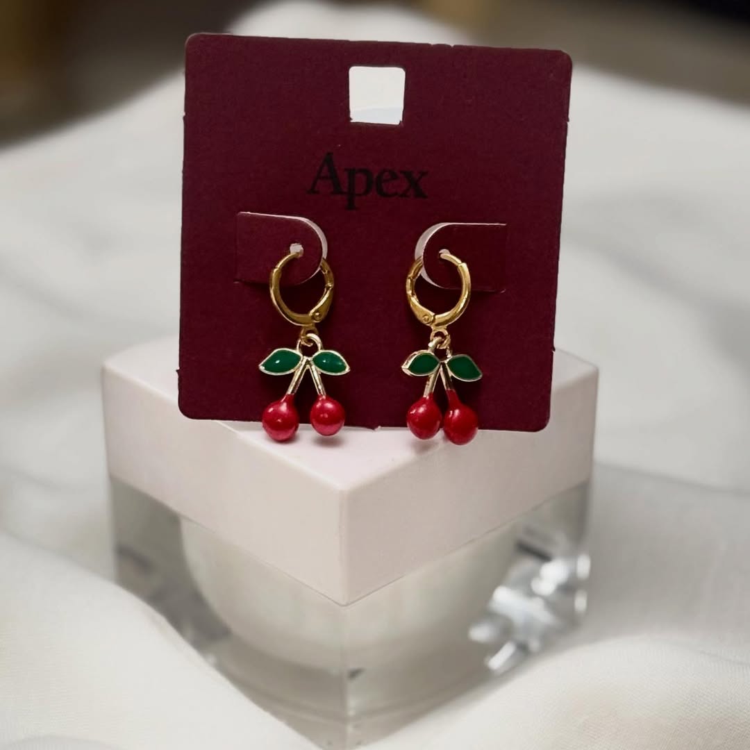 Golden cherry earrings